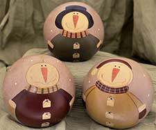 Set of 3 Primitive Decorativ Wooden Balls Folk Art Bowl Fillers Country VILLAGE 