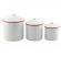 White Enamel Canister Set with Red Rim.