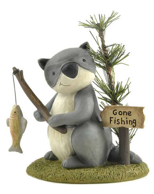 Gone Fishing Raccoon with Fish, by Blossom Bucket