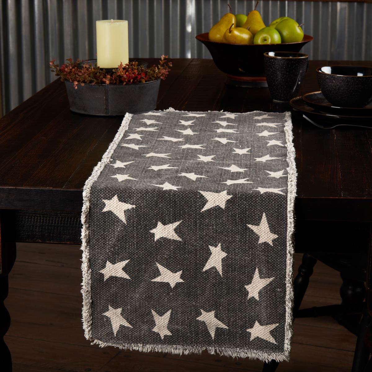 Home Collections by Raghu Burlap Patriotic Star Table Runner