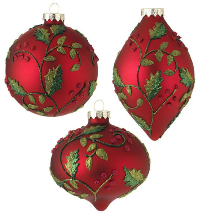 Red Holly Ornament, by Raz Imports