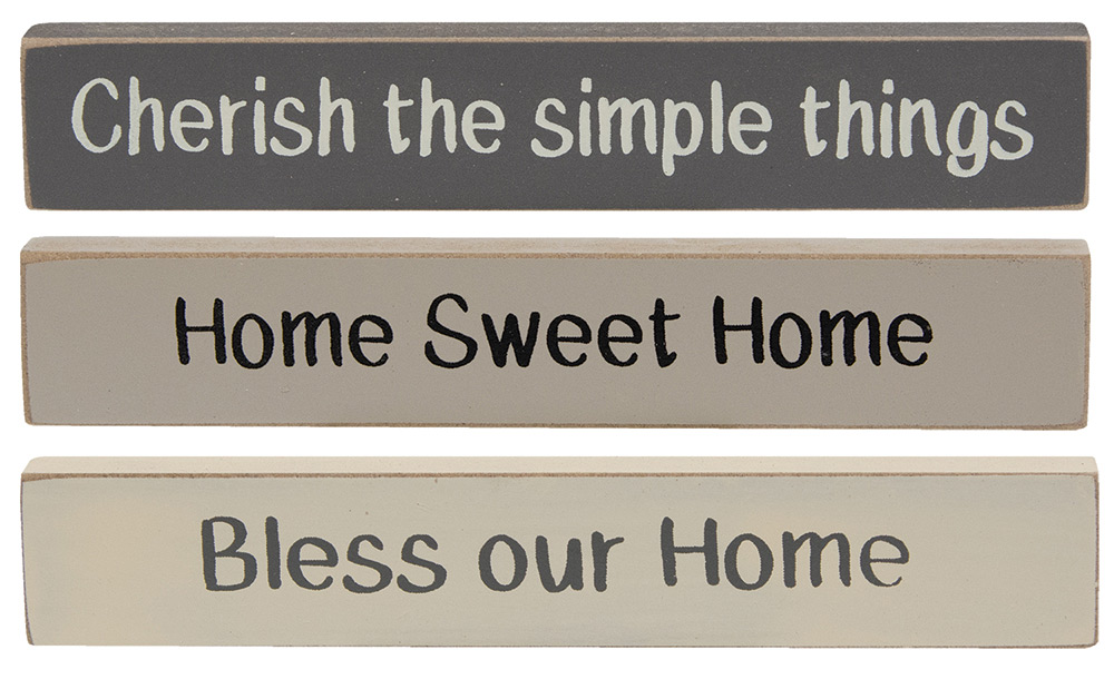 Home Sweet Home Set of 3 Mini Signs Cherish Simple Things Bless Our Home
