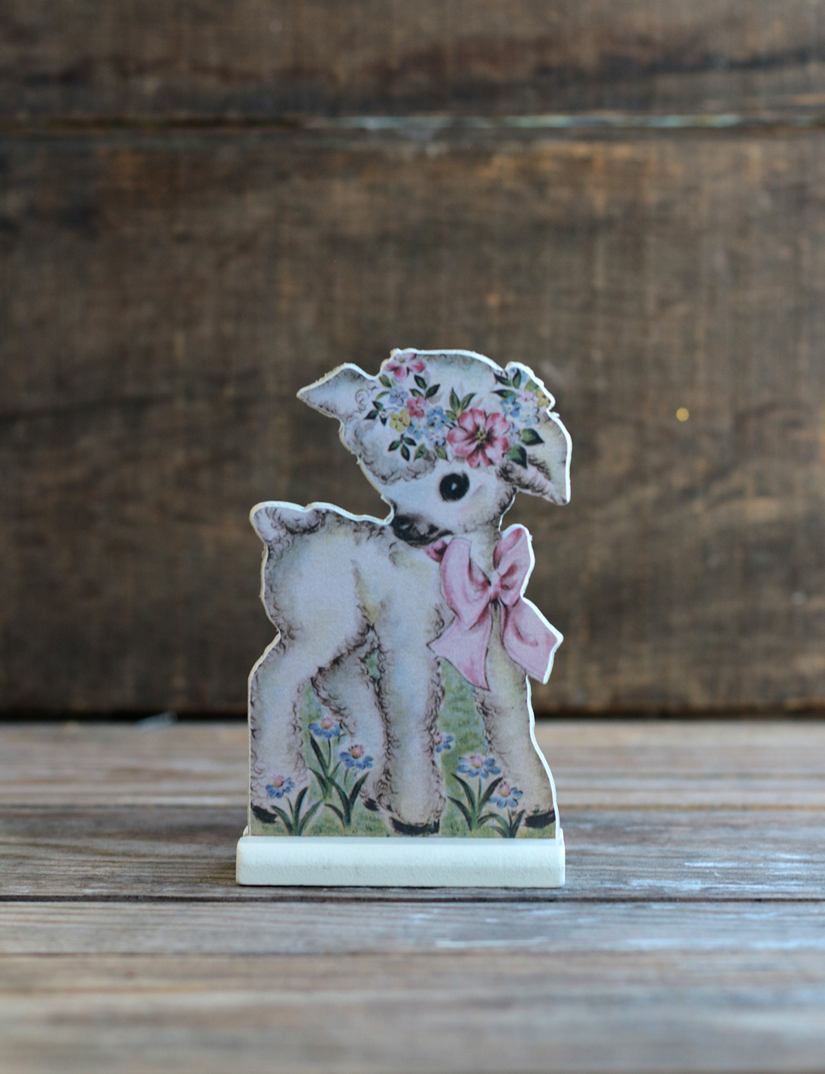 Vintage Handpainted Lamb and butterfly ceramic egg Vintage Easter decor adorable lamb with butterfly and flowers!