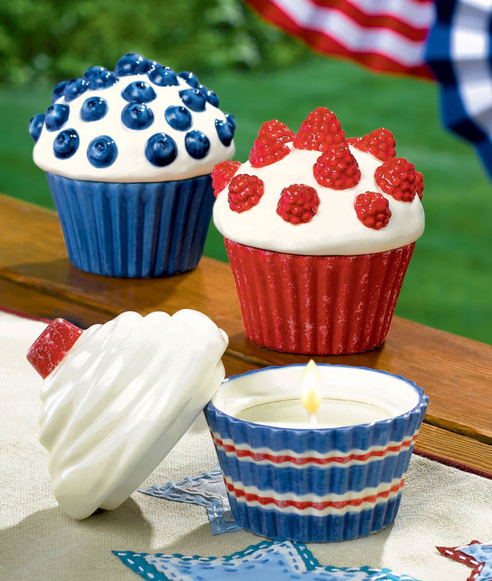 Stars and Stripes Cupcake Candle, by Grasslands Road