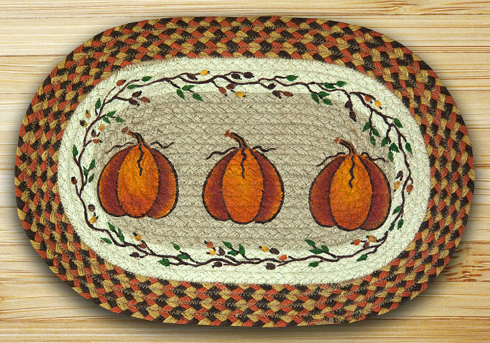 Harvest Pumpkin Braided Placemat, by Capitol Earth Rugs