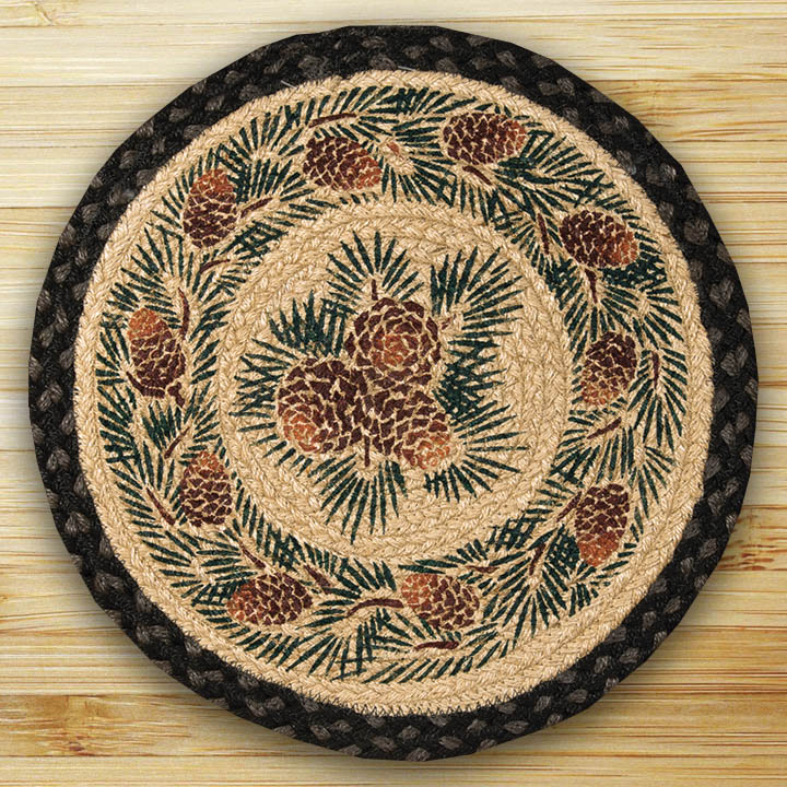 New Rustic Cabin Lodge BROWN MOOSE Jute Braided Doily Trivet Table Candle Mat 