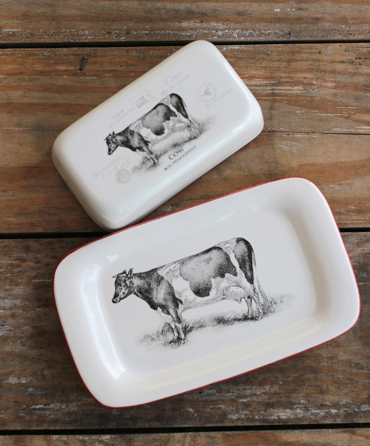 Country Farmhouse White Butter Dish 