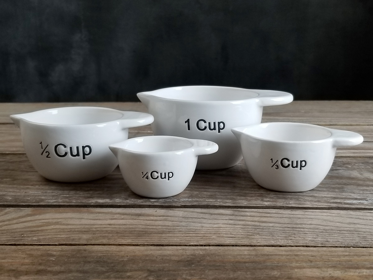 12 Cup Set of 3 Apple Shaped Ceramic Measuring Cups 1 Cup