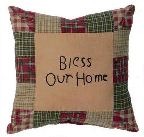 Tea Cabin Bless Our Home Pillow, by Victorian Heart