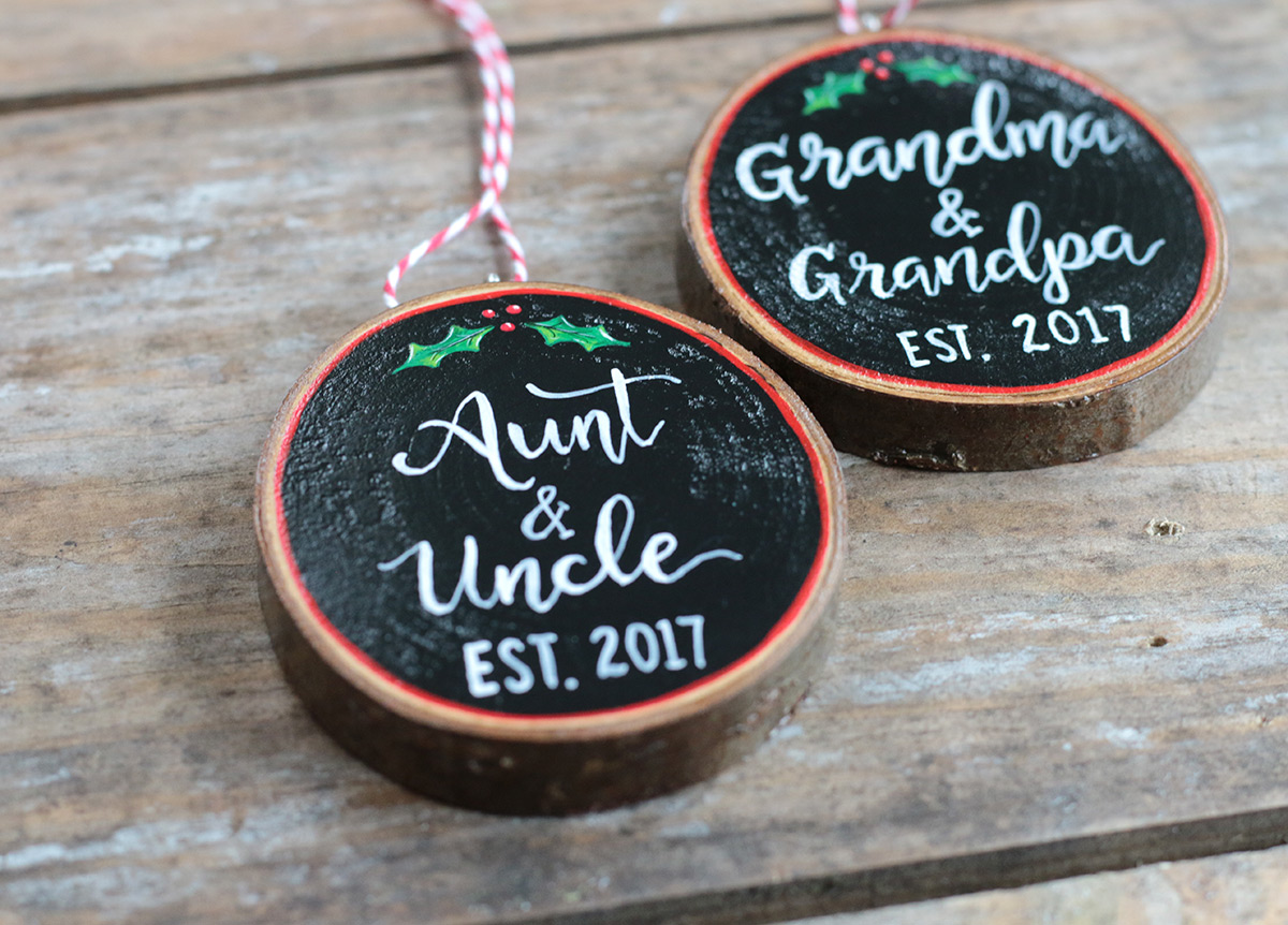 Aunt & Uncle Wood Slice Ornament