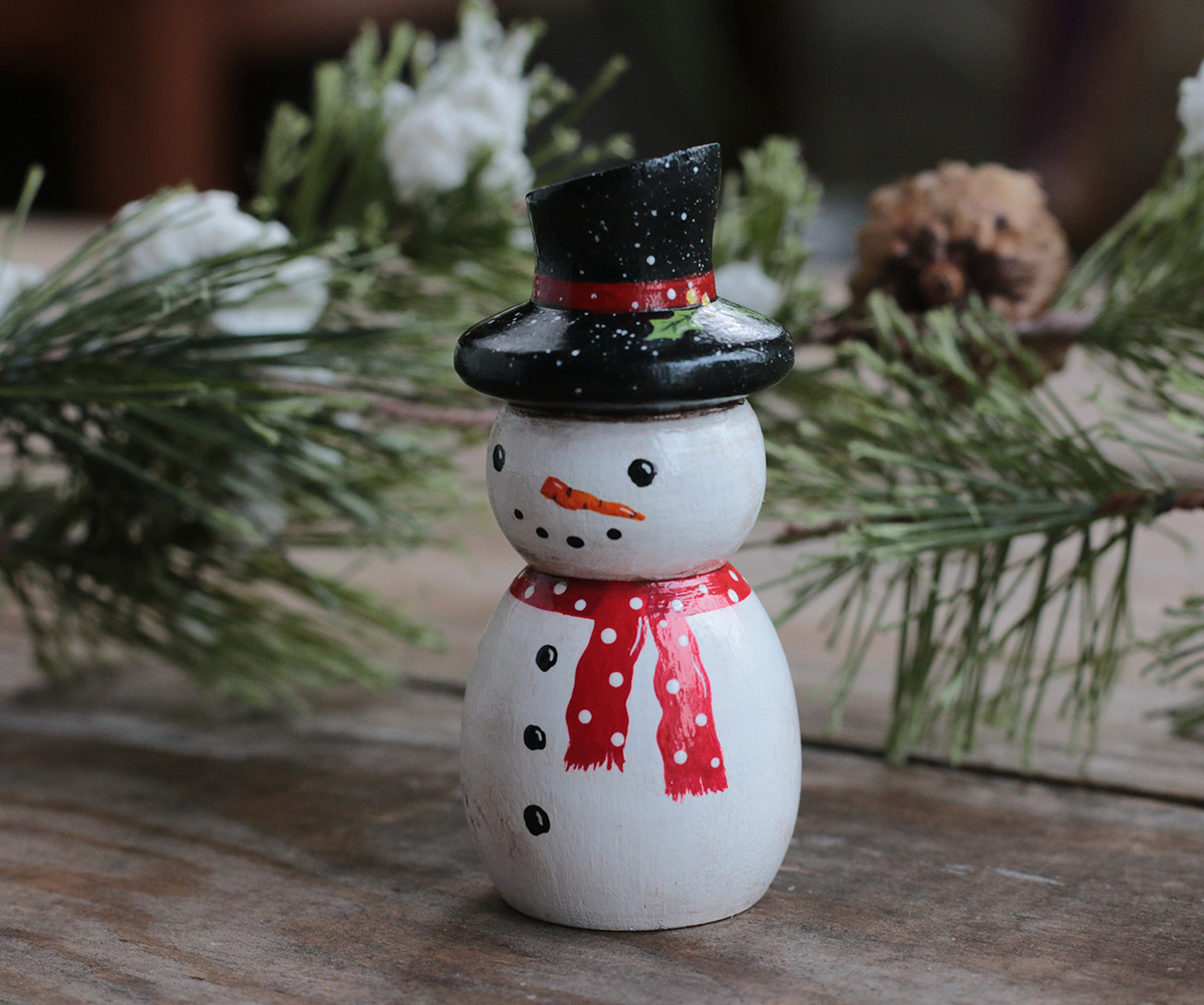 Snowman Wood Figurine - The Weed Patch