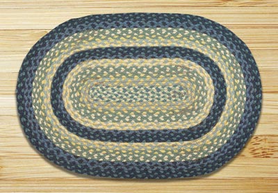 Breezy Blue, Taupe, and Ivory Braided Jute Rug, Oval - 20 x 30 inch