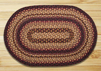 Black Cherry, Chocolate, and Cream Braided Jute Rug, Oval (Special Order Sizes)