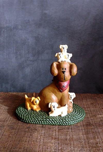 Brown Dog & Pups on Rug