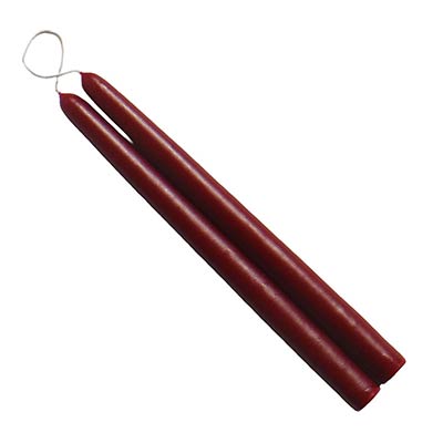 10 inch Burgundy Mole Hollow Taper Candles (Set of 2)