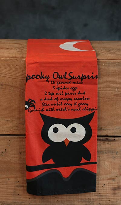 Spooky Owl Surprise Dishtowel