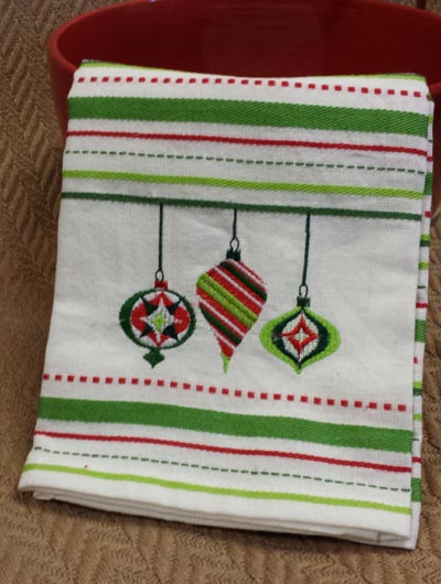 Ornaments Embroidered Dishtowel