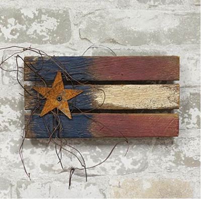 Lath Patriotic Flag with Star - 9 inch