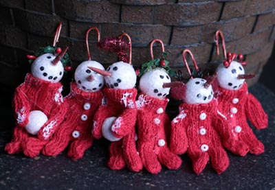 Long John Snowman Ornaments (Set of 6)