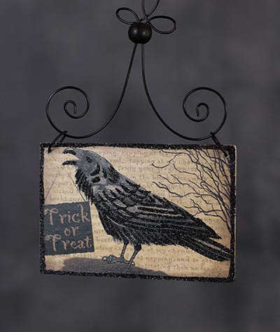 Crow Halloween Postcard Picture Ornament