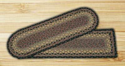 Brown, Black, and Charcoal Braided Jute Stair Tread - Oval
