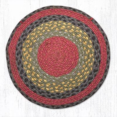 Burgundy, Olive, and Charcoal Braided Jute Chair Pad