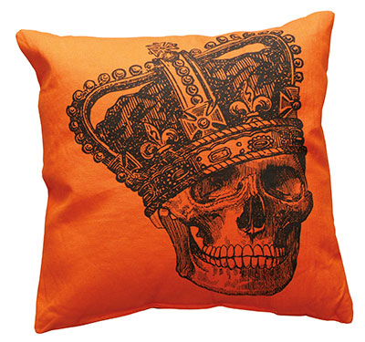 Crown Skeleton Orange Pillow