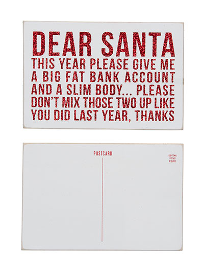 Dear Santa Wooden Postcard