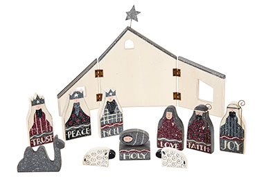Wooden Nativity Set (12 pieces)