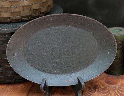 Distressed Oval Tray - Black