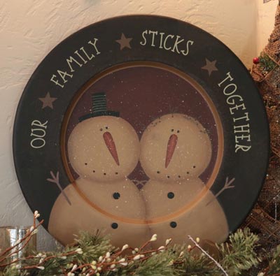 Families Sticks Together Snowman Plate - Large