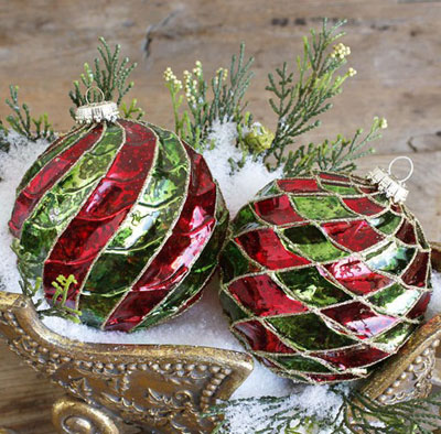RAZ Imports 4" Glazed Ball Ornaments Set/3 Sprinkles Candy Tree Christmas NEW