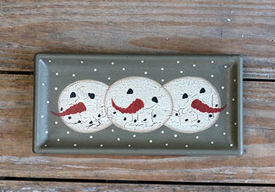 Winter Snowman Rectangle Tray - Snowballs