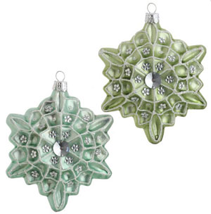 Mint Green or Aqua Blue Glittered Snowflake Ornament