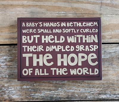 A Baby's Hands Standing Box Sign
