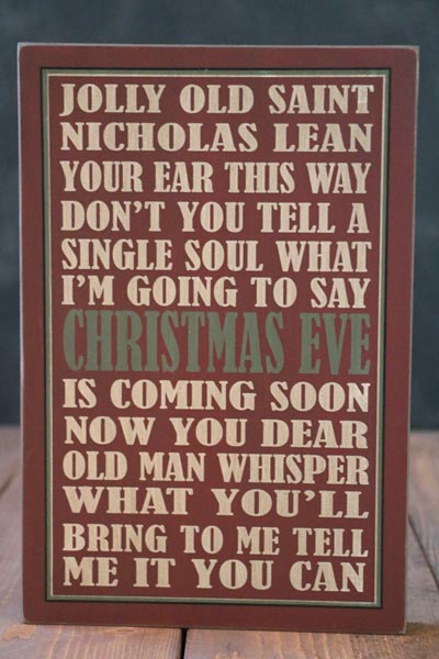 Jolly Old St Nick Box Sign - Red