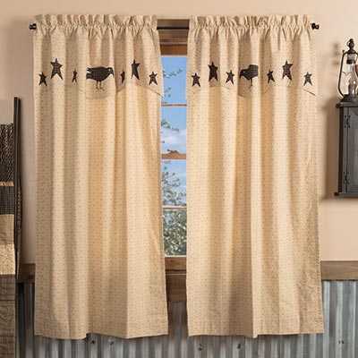 Kettle Grove Short Panel with Attached Crow and Star Valance 