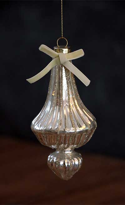 Antiqued Finial Ornament - Silver
