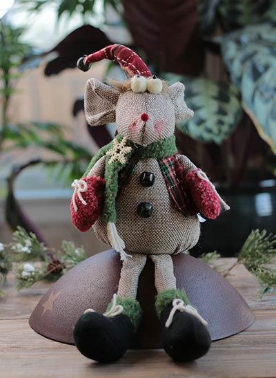 Scarved Mouse Sitting Doll with Stocking Hat