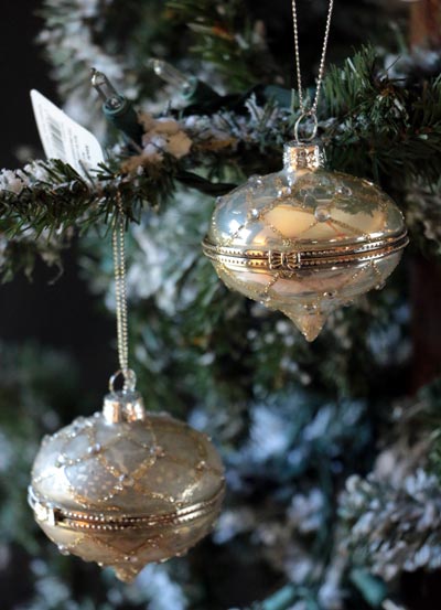 Silver / White Glittered Keepsake Box Ornament