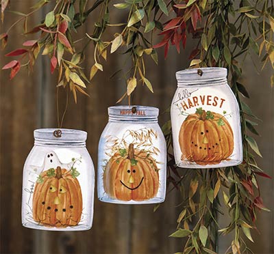 Pumpkin Mason Jar Ornaments (Set of 3)