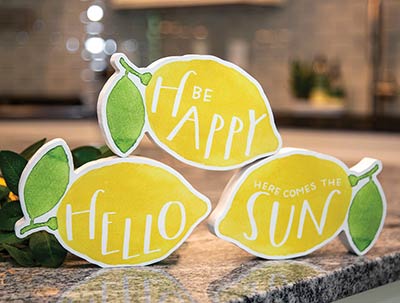 Be Happy Chunky Lemon Shelf Sitter Signs (Set of 3)