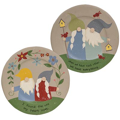 When We Have Each Other Gnome Plates (Set of 2)
