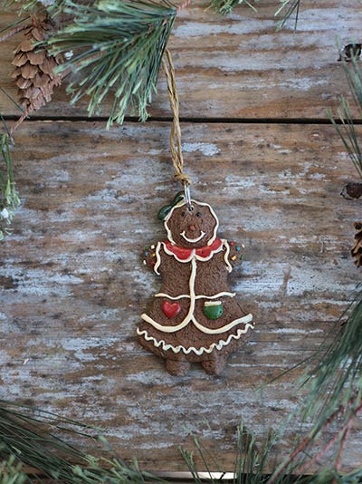 Gingerbread Girl Ornament with Red Collar