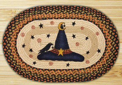 Witch Hat & Crow Oval Jute Rug
