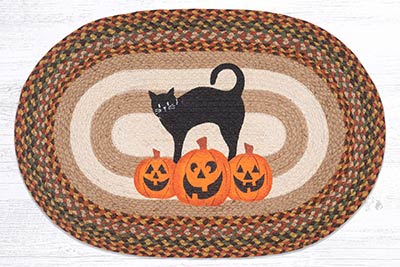 Pumpkin & Cat 20 x 30 inch Braided Rug