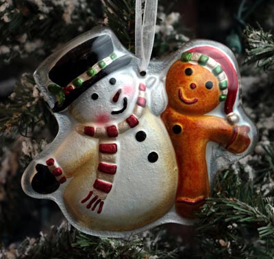 Home Christmas Ornament - Snowman with Ginger Friend