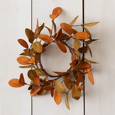 Rust and Tan Fall Leaves Candle Ring
