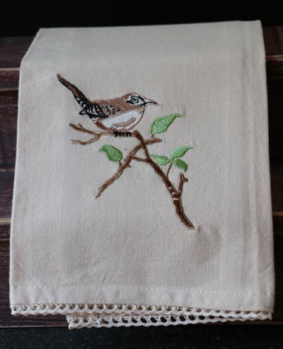 Wren Embroidered Dishtowel