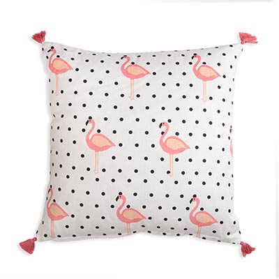 Flamingo Polka Dot Throw Pillow